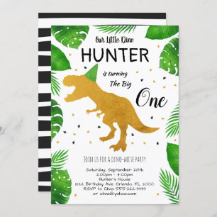Golden Dinosaur invitation d'anniversaire