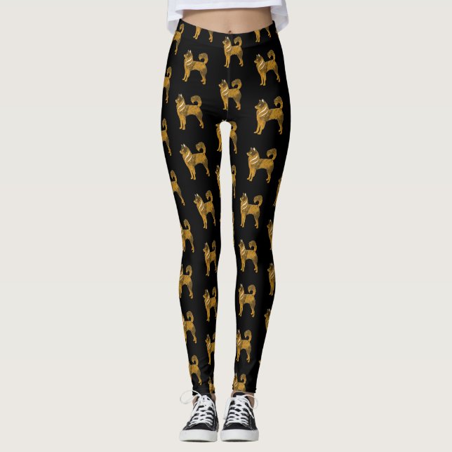 Golden Dog Husky Leggings personnalisés (Devant)