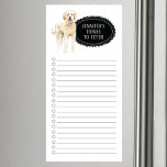 Golden Doodle Liste d'achats Bloc-notes magnétique<br><div class="desc">Des choses adorables pour aller chercher Golden Doodle chien avec un cadre en tableau noir personnalisé avec votre nom.</div>