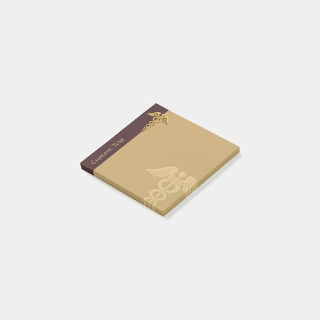 Golden Double Snake Caduceus Post-it Notes (Incliné)