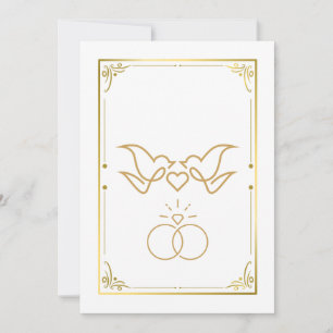 Golden Doves & Rings - Elégante invitation de mari