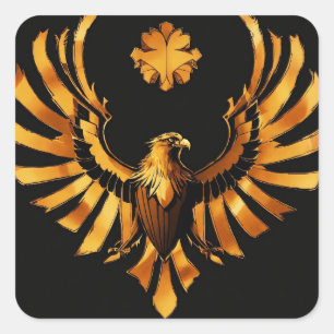 "Golden Eagle Elegance : Carré Sticker Edition"
