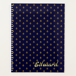 Golden Fleur de Lis sur Navy Blue