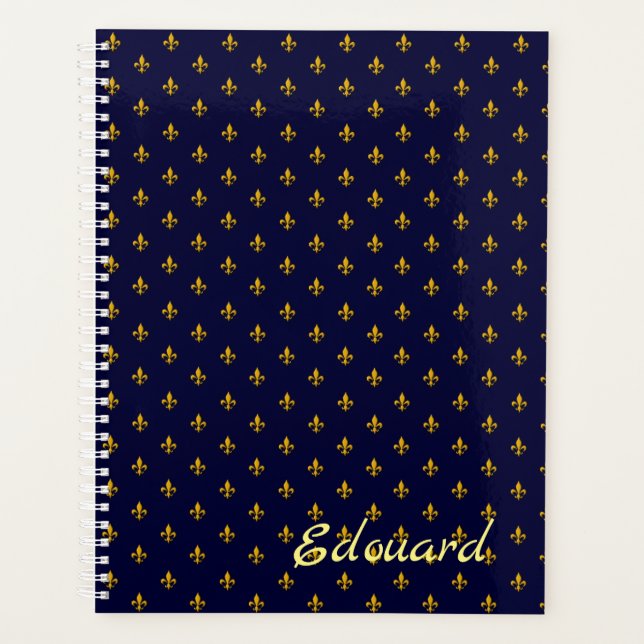 Golden Fleur de Lis sur Navy Blue (Devant)