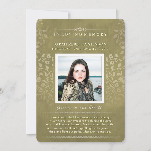 Golden Floral Custom Photo Poem Carte de remerciem (Devant)