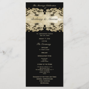 Golden Floral Lace Wedding Programme