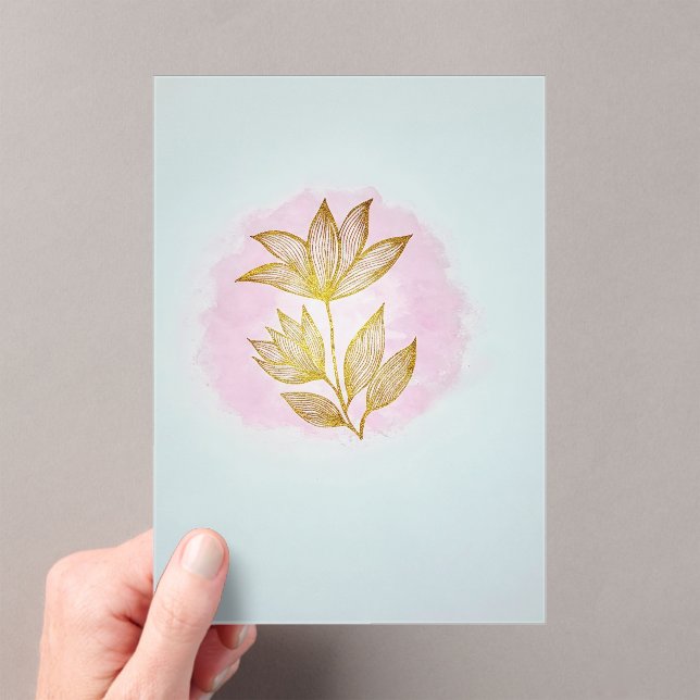 Golden Floral Pink Wedding Invitation (In situ (ordinateur de poche))