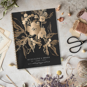 Golden Florals Mariage Livre d'invité Carnet de sp
