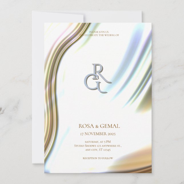 Golden Foil Texture Elegant Wedding Invitation (Devant)