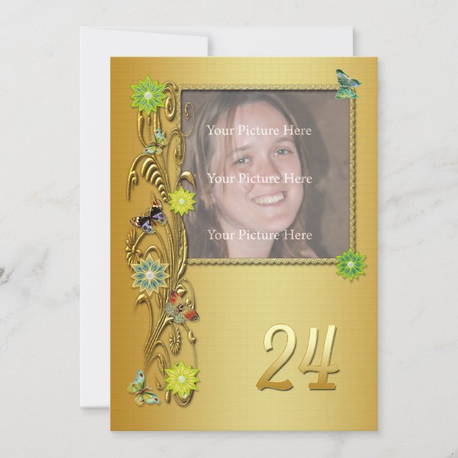 Golden Garden 24e invitation de fête d'anniversair (Devant)