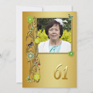Golden Garden 61st Birthday party invitation