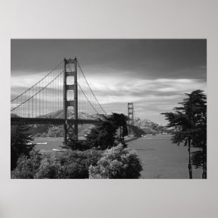 Golden Gate Bridge Poster noir et blanc