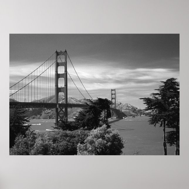 Golden Gate Bridge Poster noir et blanc (Devant)