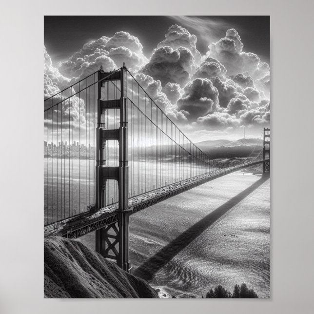 Golden Gate Bridge San Francisco Travel Art Poster (Devant)