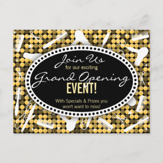 Golden Glam Custom Hair Salon Event Carte postale