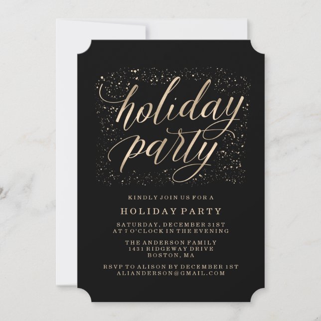 Golden Glitz | Invitation pour la fête de fin d'an (Devant)