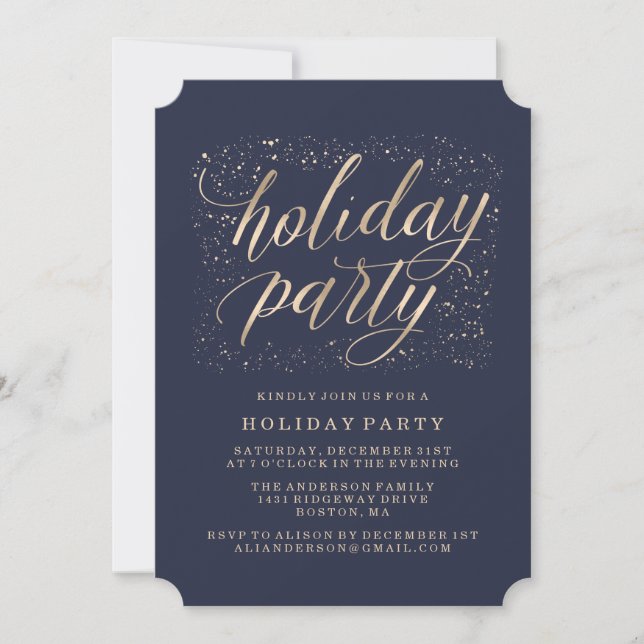 Golden Glitz | Invitation pour une soirée de fêtes (Devant)