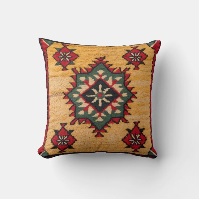 Golden Glow : Turc fait main Kilim Coussin (Recto)