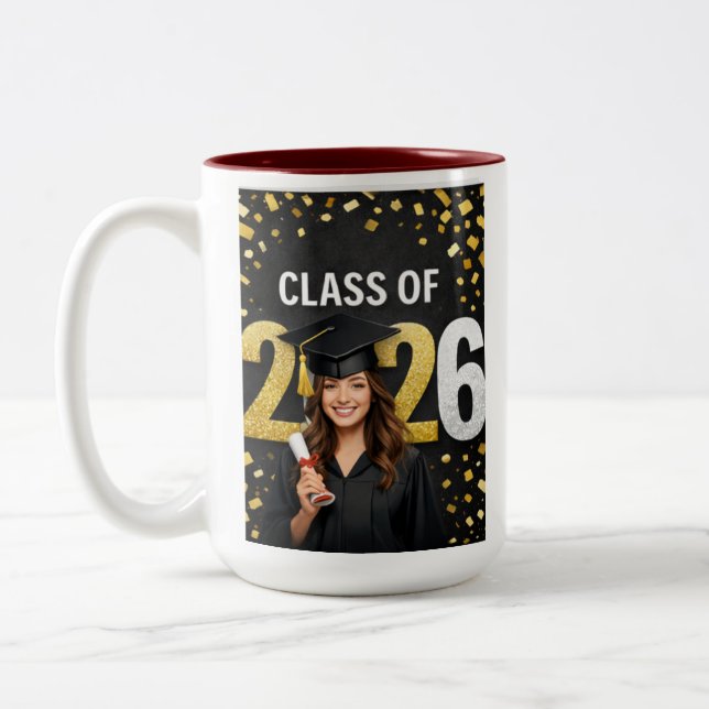 Golden Graduation Celebration Card mug (Gauche)