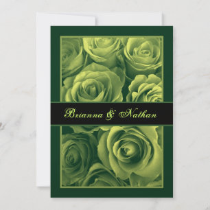 GOLDEN GREEN Rose Bouquet Faire-part de mariage