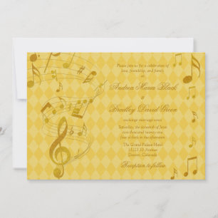 Golden Harlequin Music Notes Faire-part de mariage