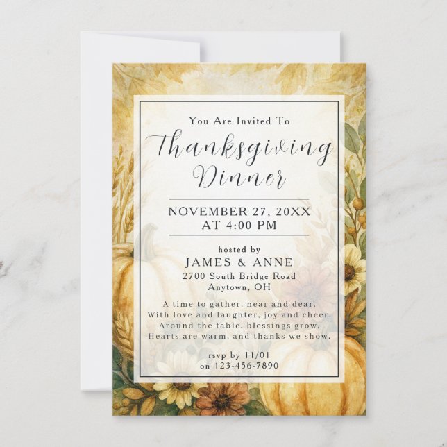 Golden Harvest Thanksgiving Invitation (Devant)