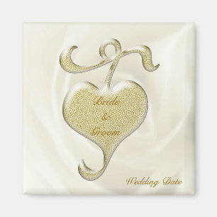 Golden Heart Wedding Favor Magnet