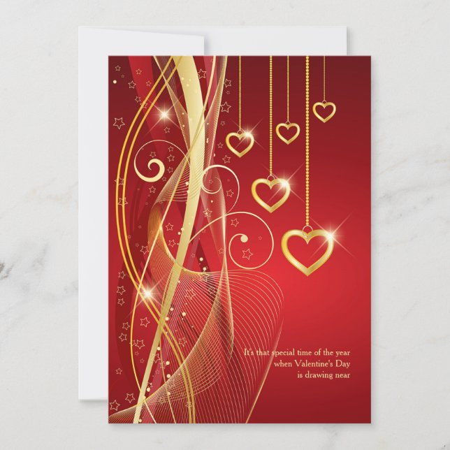 Golden Hearts Valentine Invitation (Devant)
