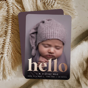 Golden Hello Faire-part de naissance Rose Gold F