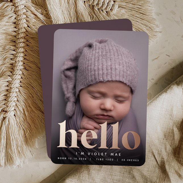 Golden Hello | Faire-part de naissance Rose Gold F (Créateur téléchargé)