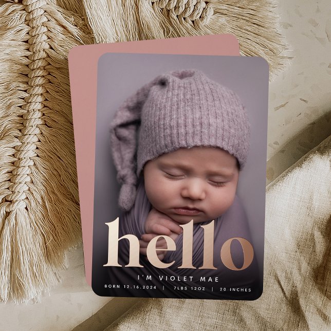 Golden Hello | Faire-part de naissance Rose Gold F (Créateur téléchargé)