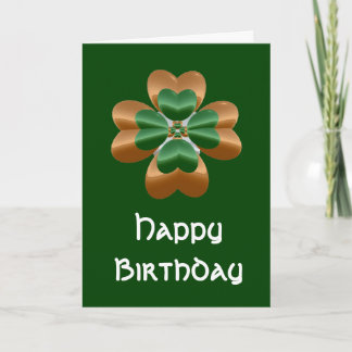 Golden Irish Shamrock Bonne carte d'anniversaire