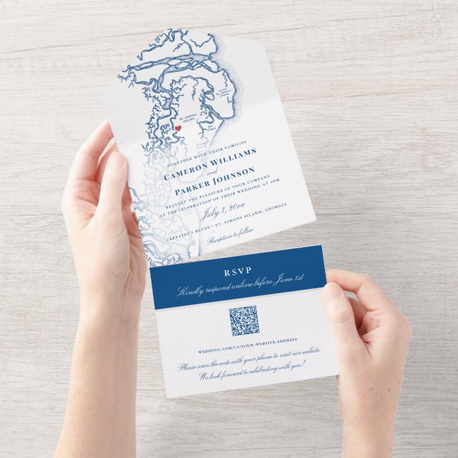 Golden Isles of Georgia Carte Mariage élégant (Déchirure)