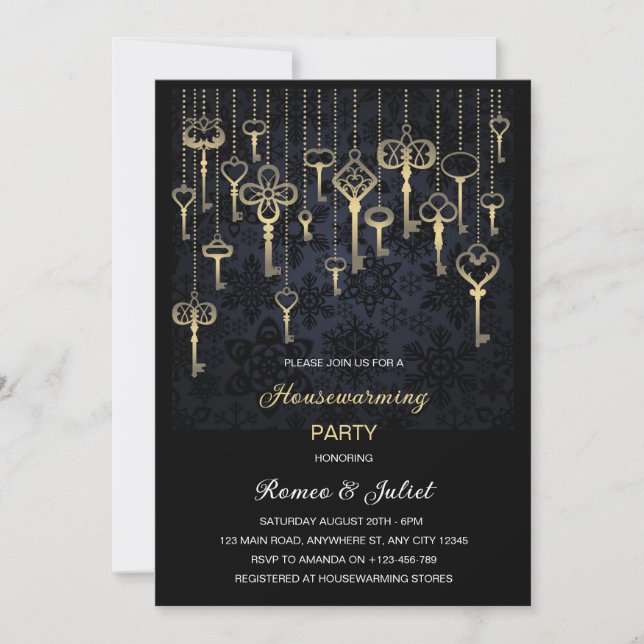 Golden Keys Homewarming Party Invitation (Devant)