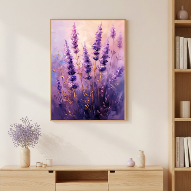 Golden Lavender Flowers Wall Art Print Poster (Créateur téléchargé)