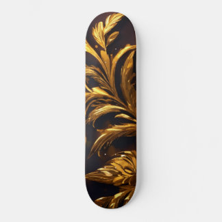 Golden Leaf Motif Skateboard : Nature Meet Luxe