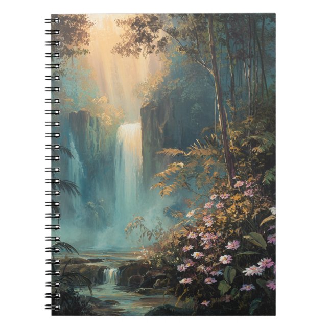 Golden Light Forest Cascade Floral Art Carnet (Devant)
