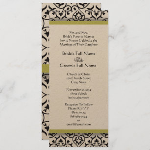 Golden Lime Damask Faire-part de mariage