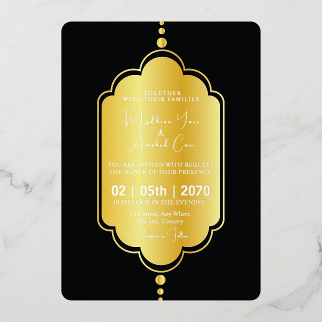 Golden Luxe Faire-part de mariage Card Gold Foil (Recto)