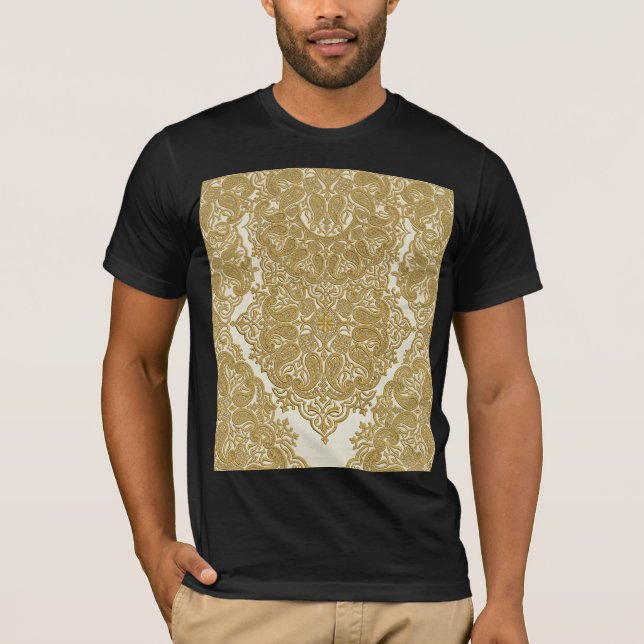 Golden Luxury Paisley Pattern T-Shirt (Devant)