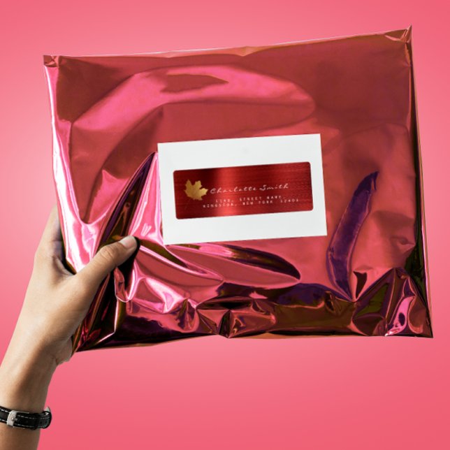 Golden Maple Leaf Ruby Red Steel RSVP Étiquettes (Créateur téléchargé)
