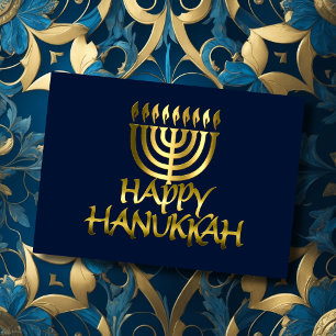Golden Menorah Flames Happy Hanoukka Card