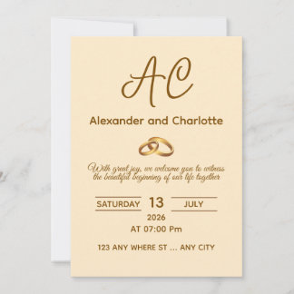 Golden Monogram Wedding Invitation Card
