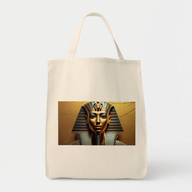  Golden Nefertiti Line Art Tote Bag – Modern Egypt (Devant)