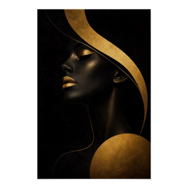 Golden Noir Muse Wall Art Poster  (Devant)