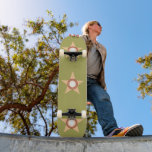 Golden Olive Stars Motif Skateboard<br><div class="desc">Golden Olive Stars Motif Skateboard</div>