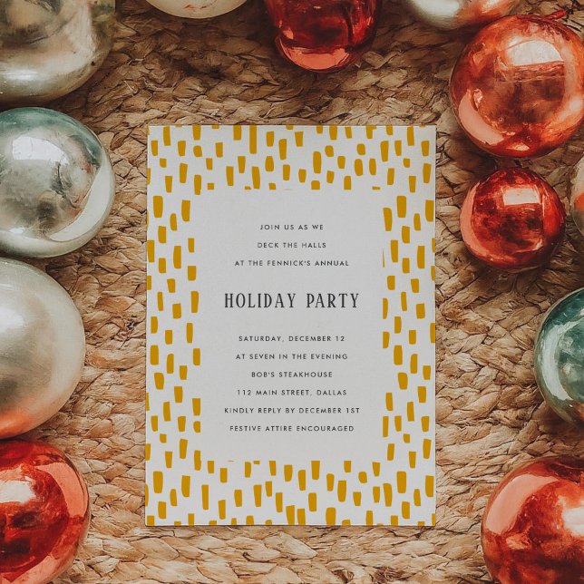 Golden Orange Dashing Fête Invitation (Golden Orange Dashing Holiday Party Invitation)