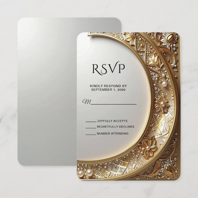 Golden Ornate Frame RSVP Card (Devant / Derrière)