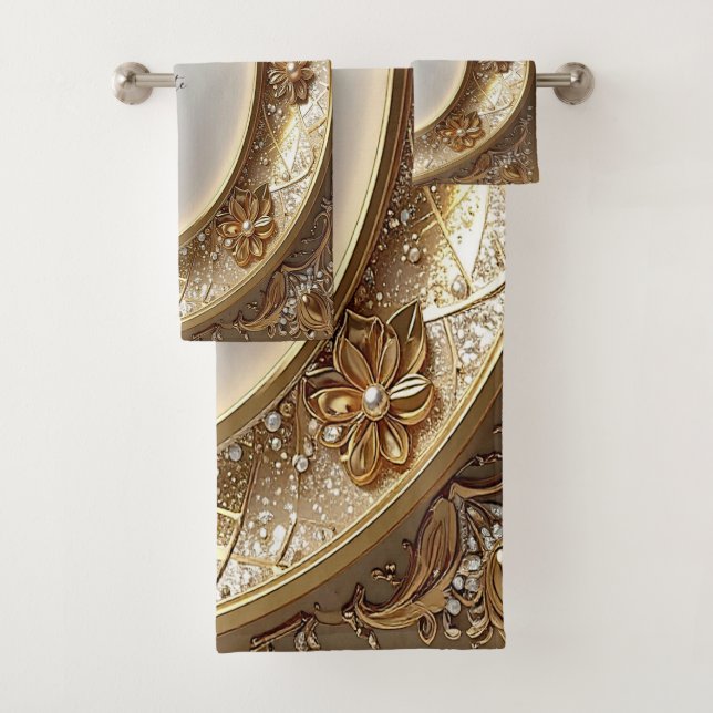 Golden Ornate Towel Set (En situation)