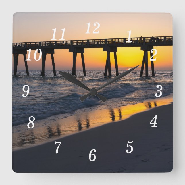 Golden Panama City Beach Sunset Réflexions Horloge (Recto)